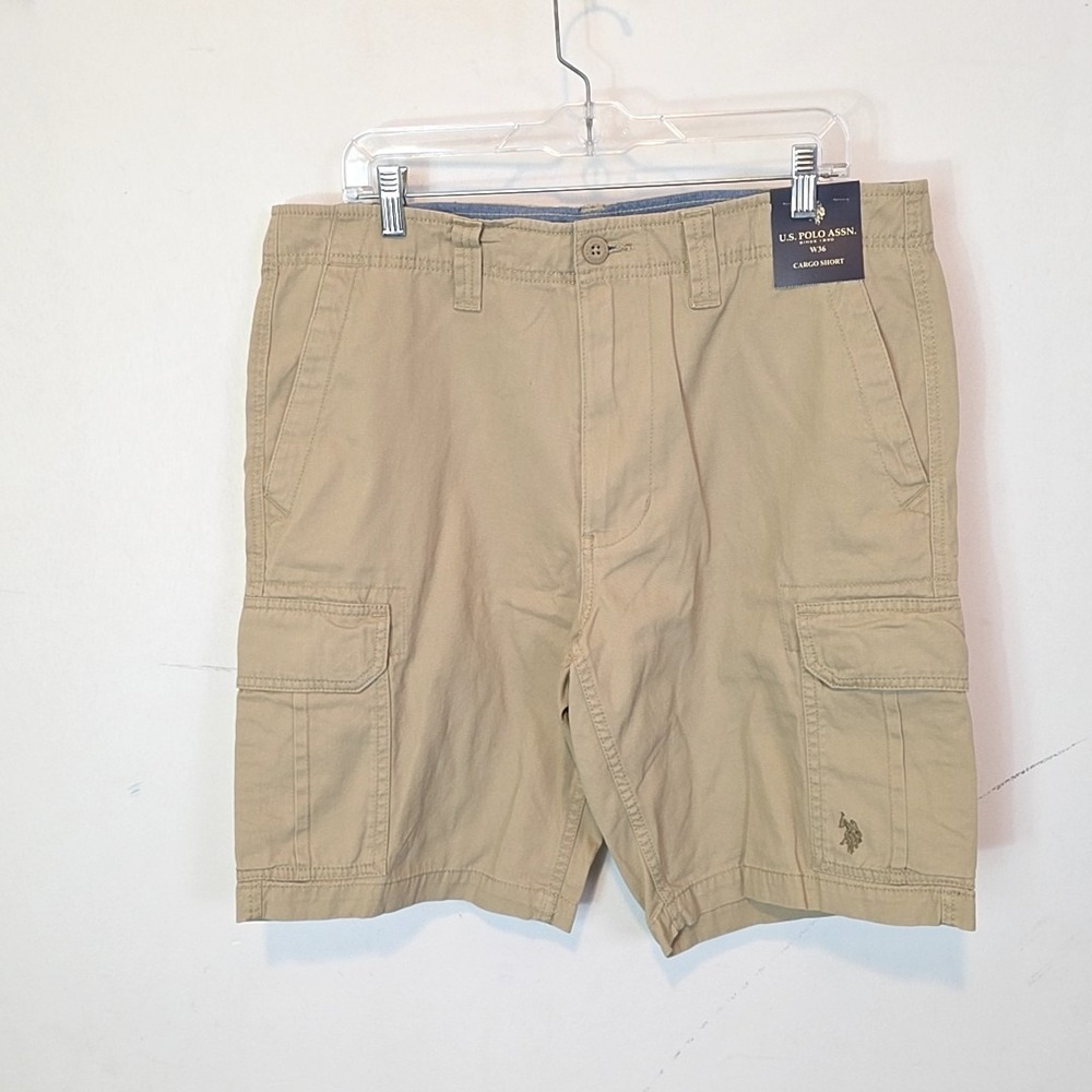 NWT U.S. Polo Assn Khaki Cargo Shorts 36 Tan Casual Utility Classic Summer